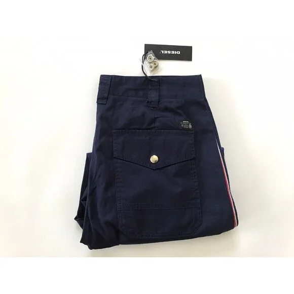 $178 Diesel Men's Slim P-Tucs Tape Trousers Peacoat Blue Jeans Size 31